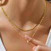 Wholesale Women's Geometric Snake Bone Chain Titanium Steel Electroplated Necklace With Microinlaid Zircon