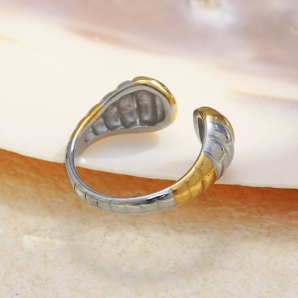 Wholesale Women's Geometric Snake Head Ring Stainless Steel 18K Gold Plated Hand Jewelry