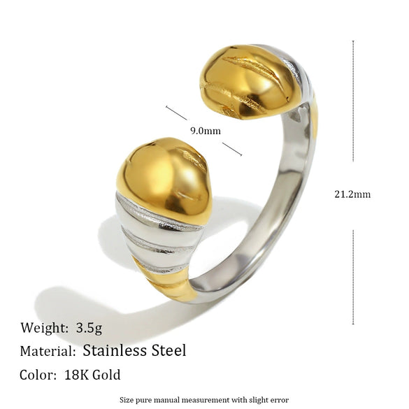 Wholesale Women's Geometric Snake Head Ring Stainless Steel 18K Gold Plated Hand Jewelry