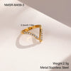 Wholesale Women's Geometric Snakeshaped Crescent Stainless Steel Diamondencrusted Electroplated Ring With Retro Light Luxury Style
