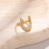 Wholesale Women's Geometric Snakeshaped Crescent Stainless Steel Diamondencrusted Electroplated Ring With Retro Light Luxury Style