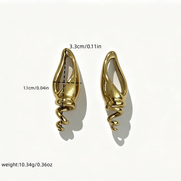 Wholesale Women's Geometric Spiral Hollow Stainless Steel Vacuum Electroplated Earrings