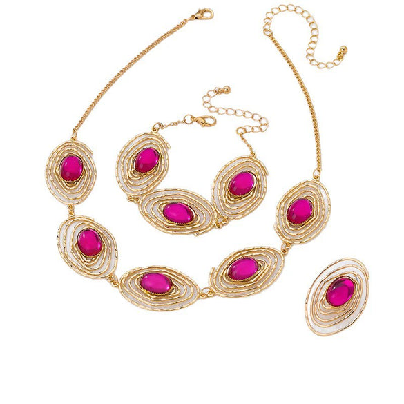 Wholesale Women's Geometric Spiral Pattern Alloy Electroplated Jewelry Set Including Necklace Bracelet And Earrings