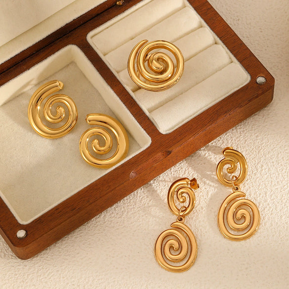 Wholesale Women's Geometric Spiral Stainless Steel Electroplated Earrings