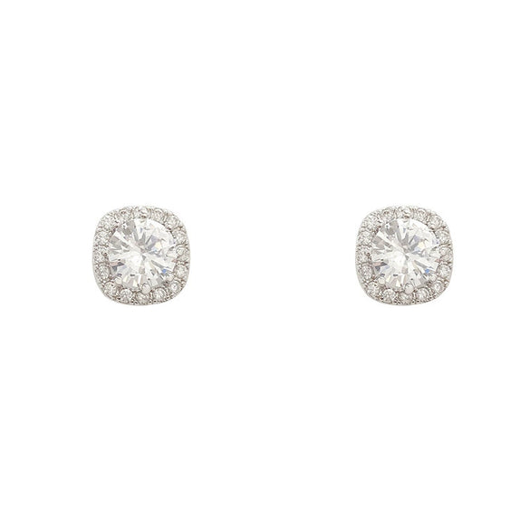 Wholesale Women's Geometric Square Copper 925 Silver Electroplated Zircon Earrings