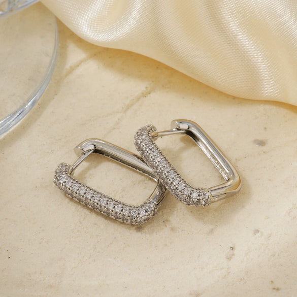 Wholesale Women's Geometric Square Copper Zirconia Earrings
