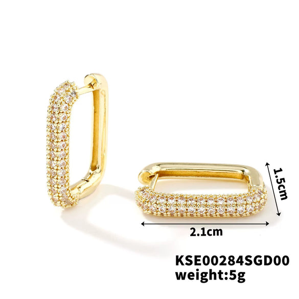 Wholesale Women's Geometric Square Copper Zirconia Earrings