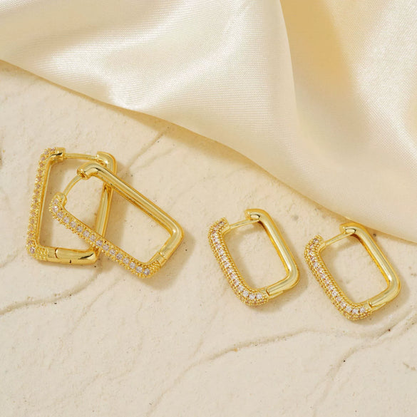 Wholesale Women's Geometric Square Copper Zirconia Earrings