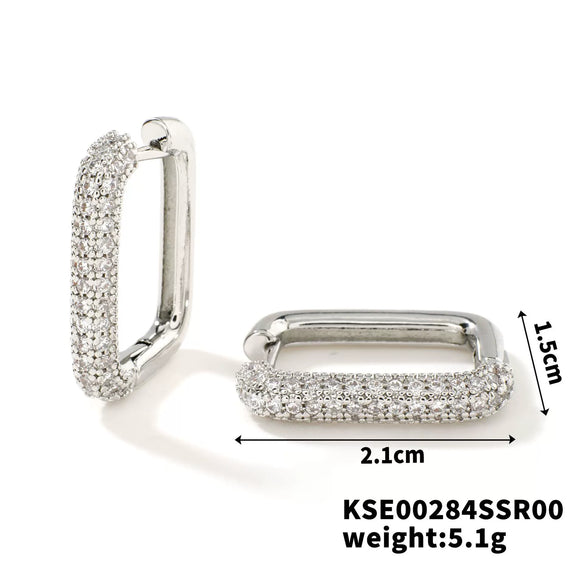 Wholesale Women's Geometric Square Copper Zirconia Earrings