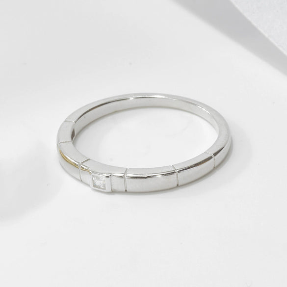 Wholesale Women's Geometric Square Diamond Sterling Silver Ring Set With Diamonds
