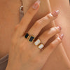 Wholesale Women's Geometric Square Drop Oil Opening Stainless Steel Ring With Electroplating