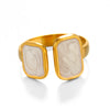 Wholesale Women's Geometric Square Drop Oil Opening Stainless Steel Ring With Electroplating