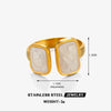 Wholesale Women's Geometric Square Drop Oil Opening Stainless Steel Ring With Electroplating