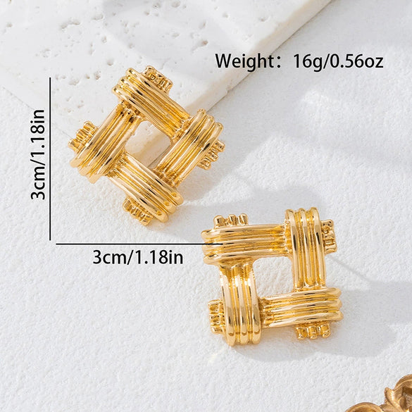 Wholesale Women's Geometric Square Electroplated Alloy Earrings Fashion Accessories