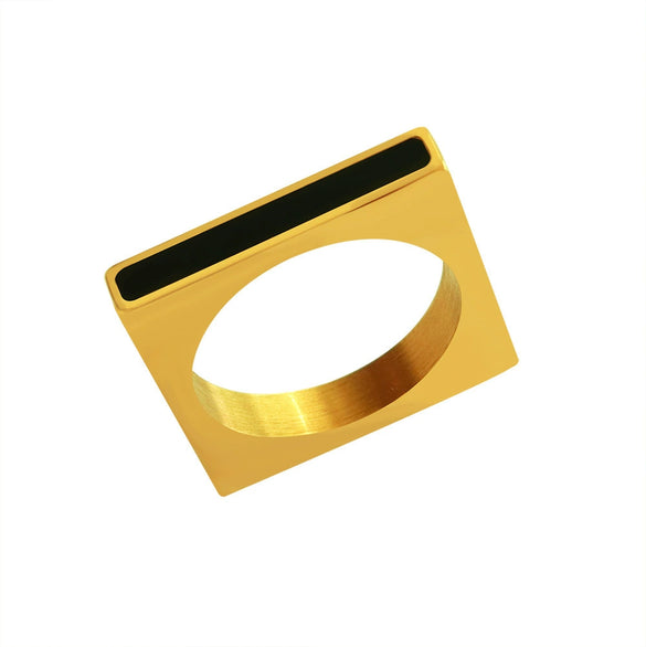 Wholesale Women's Geometric Square Ferris Wheel Acrylic And Stainless Steel 18K Gold Plated Ring Bracelet Jewelry