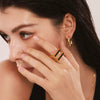 Wholesale Women's Geometric Square Ferris Wheel Acrylic And Stainless Steel 18K Gold Plated Ring Bracelet Jewelry