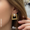 Wholesale Women's Geometric Square Imitation Pearl Stainless Steel Electroplated Earrings