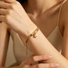 Wholesale Women's Geometric Square Pearl Chain Stainless Steel Bracelet With Vacuum Plating