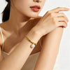 Wholesale Women's Geometric Square Pearl Chain Stainless Steel Bracelet With Vacuum Plating