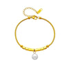 Wholesale Women's Geometric Square Pearl Chain Stainless Steel Bracelet With Vacuum Plating