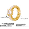 Wholesale Women's Geometric Square Ring With Zirconia Inlay Electroplated Copper Material Light Luxury Style
