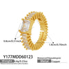 Wholesale Women's Geometric Square Ring With Zirconia Inlay Electroplated Copper Material Light Luxury Style