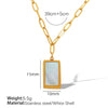 Wholesale Women's Geometric Square Shell 316L Stainless Steel Gold Plated Pendant Necklace