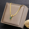 Wholesale Women's Geometric Square Stainless Steel Zircon Necklace With Electroplating Treatment And Ball Bead Chain
