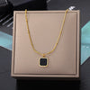 Wholesale Women's Geometric Square Stainless Steel Zircon Necklace With Electroplating Treatment And Ball Bead Chain