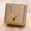 Wholesale Women's Geometric Square Stainless Steel Zircon Necklace With Electroplating Treatment And Ball Bead Chain