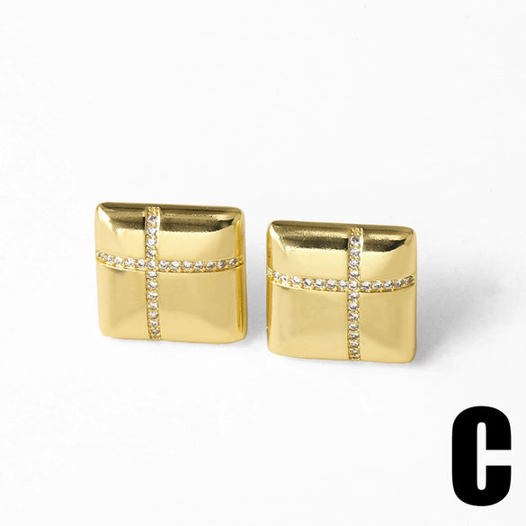 Wholesale Women's Geometric Square Water Drop Earrings Copper Electroplating