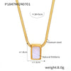 Wholesale Women's Geometric Square White Sea Shell Pendant Necklace In Titanium Steel With 18K Real Gold Plating