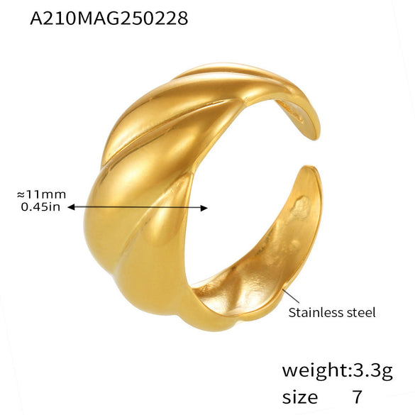 Wholesale Women's Geometric Sshaped Light Luxury Stainless Steel Electroplated Ferris Wheel Ring