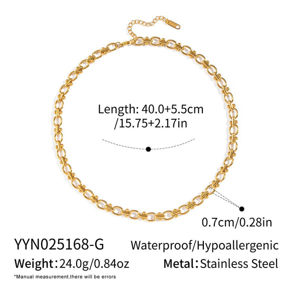 Wholesale Women's Geometric Stacked Chain Necklace Handmade Stainless Steel With 18K Real Gold Pvd Furnace Vacuum Plating
