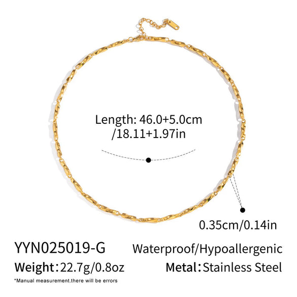 Wholesale Women's Geometric Stacked Chain Necklace Handmade Stainless Steel With 18K Real Gold Pvd Furnace Vacuum Plating