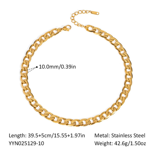 Wholesale Women's Geometric Stacked Chain Necklace Handmade Stainless Steel With 18K Real Gold Pvd Furnace Vacuum Plating