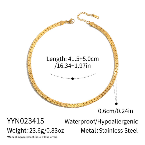 Wholesale Women's Geometric Stacked Chain Necklace Handmade Stainless Steel With 18K Real Gold Pvd Furnace Vacuum Plating