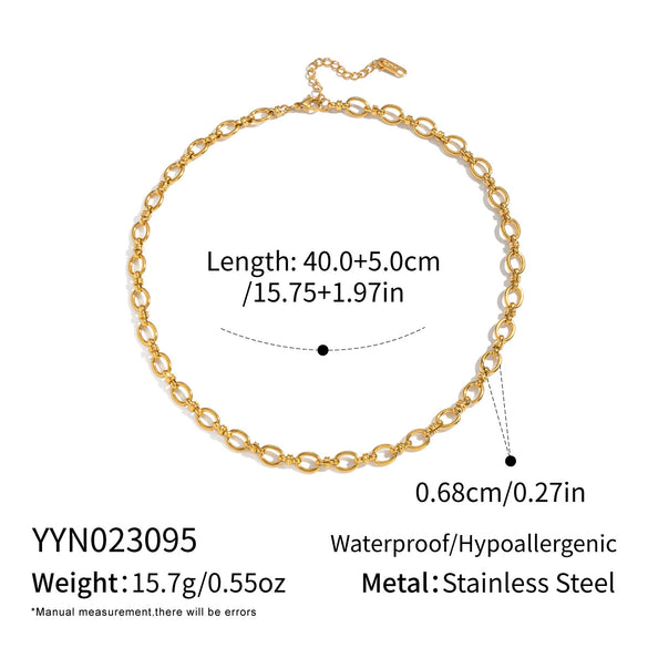Wholesale Women's Geometric Stacked Chain Necklace Handmade Stainless Steel With 18K Real Gold Pvd Furnace Vacuum Plating