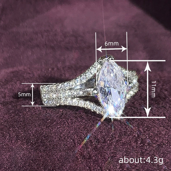 Wholesale Women's Geometric Stacked Marquise Ring Copper Jewelry With Zirconia