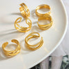 Wholesale Women's Geometric Stacked Multilayer Titanium Steel Ring With Electroplating