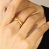Wholesale Women's Geometric Stacked Multilayer Titanium Steel Ring With Electroplating