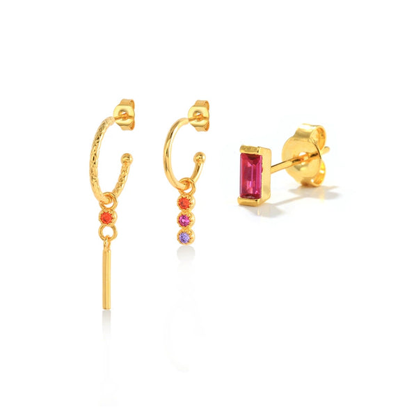 Wholesale Women's Geometric Stacking Earrings Copper 925 Silver Electroplated