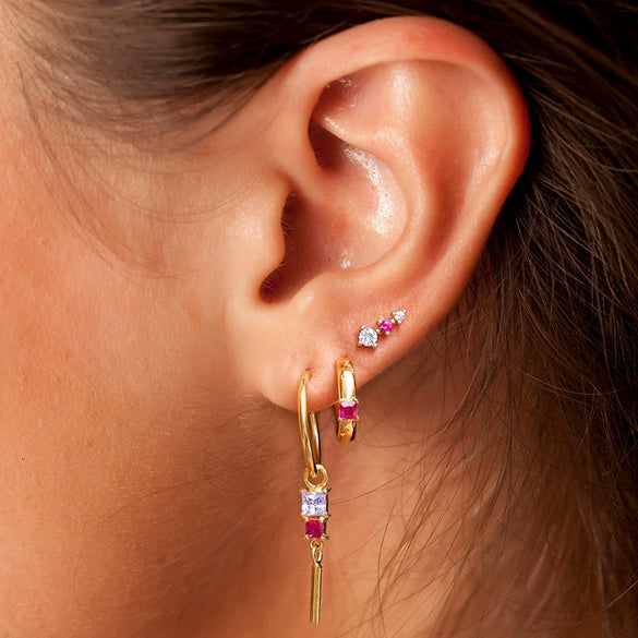Wholesale Women's Geometric Stacking Earrings Copper 925 Silver Electroplated