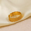 Wholesale Women's Geometric Stainless Steel Adjustable Opening Hiphop Ring With Electroplating Treatment