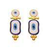 Wholesale Women's Geometric Stainless Steel And Enamel Glaze Electroplated Ferris Wheel And Turkish Blue Eye Earrings