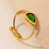 Wholesale Women's Geometric Stainless Steel And Glass Stone Inlaid Electroplated Ferris Wheel Triangular Open Ring