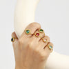 Wholesale Women's Geometric Stainless Steel And Glass Stone Inlaid Electroplated Ferris Wheel Triangular Open Ring