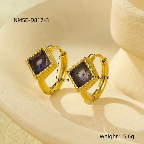 Wholesale Women's Geometric Stainless Steel And 18K Gold Electroplated Earrings