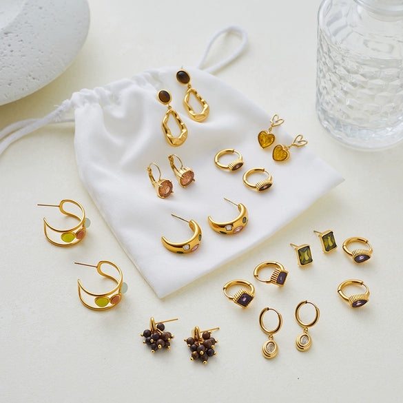 Wholesale Women's Geometric Stainless Steel And 18K Gold Electroplated Earrings