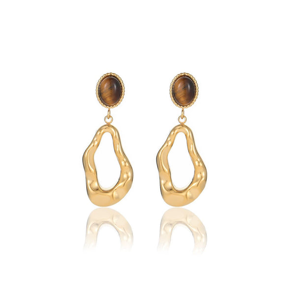 Wholesale Women's Geometric Stainless Steel And 18K Gold Electroplated Earrings